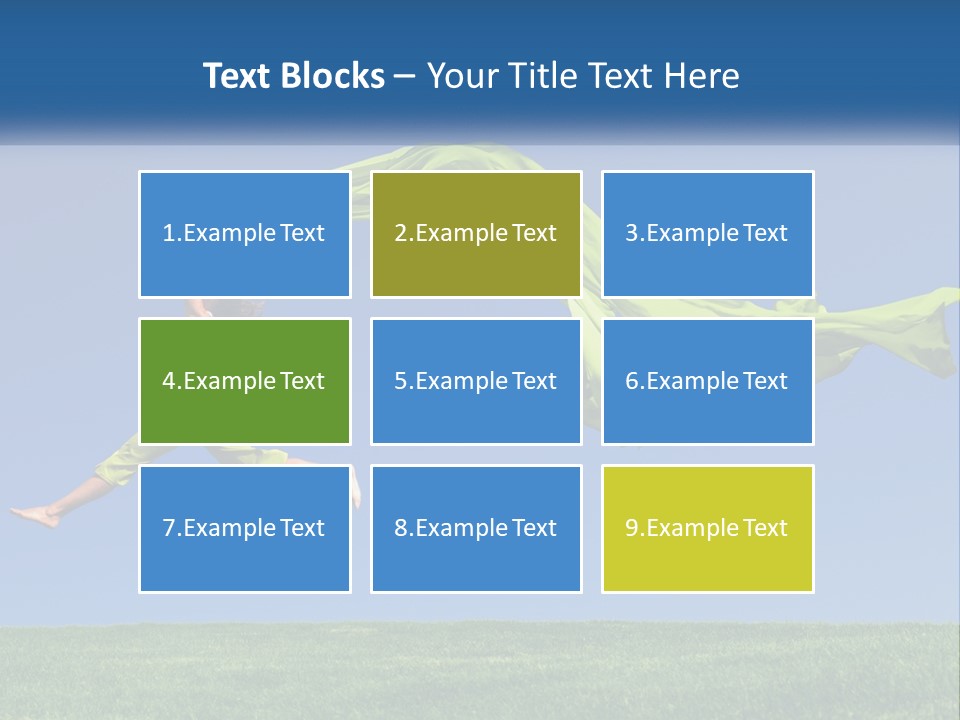 A Woman Jumping In The Air With A Green Scarf PowerPoint Template