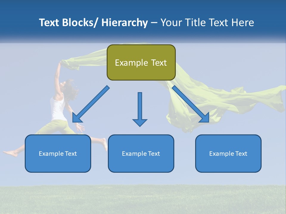 A Woman Jumping In The Air With A Green Scarf PowerPoint Template