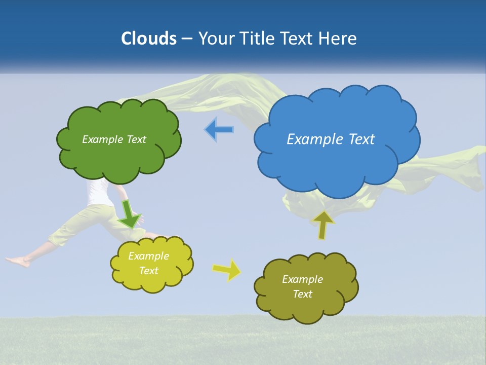 A Woman Jumping In The Air With A Green Scarf PowerPoint Template