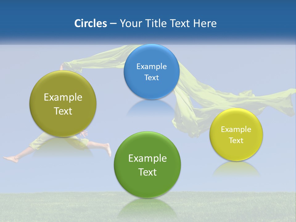 A Woman Jumping In The Air With A Green Scarf PowerPoint Template