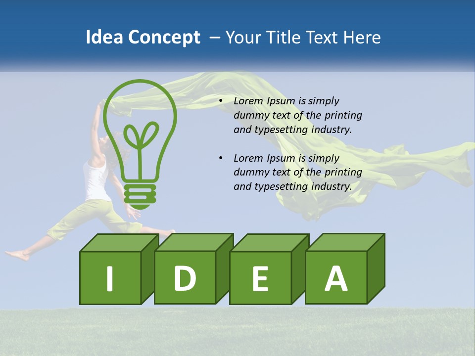 A Woman Jumping In The Air With A Green Scarf PowerPoint Template