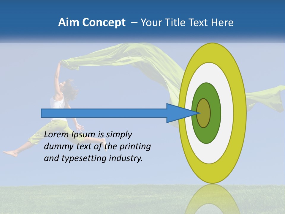 A Woman Jumping In The Air With A Green Scarf PowerPoint Template