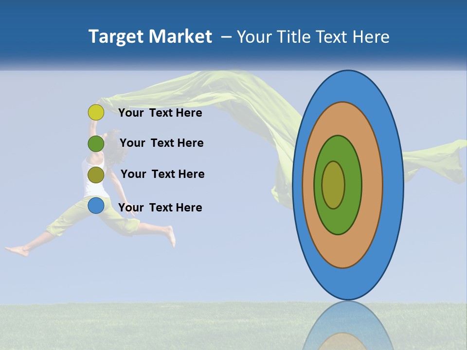 A Woman Jumping In The Air With A Green Scarf PowerPoint Template