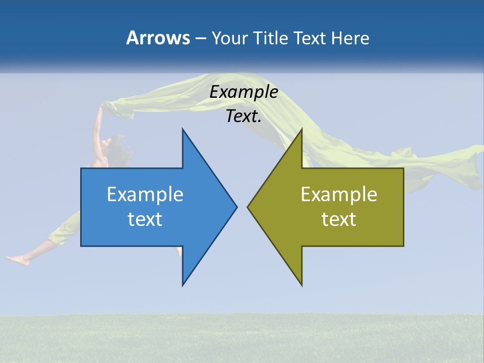 A Woman Jumping In The Air With A Green Scarf PowerPoint Template