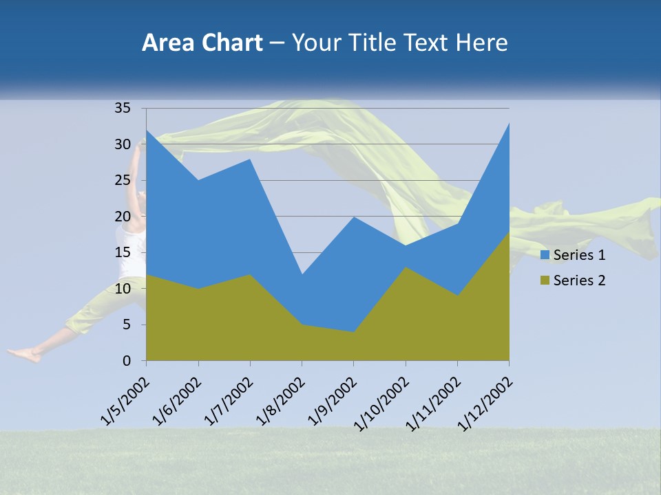 A Woman Jumping In The Air With A Green Scarf PowerPoint Template