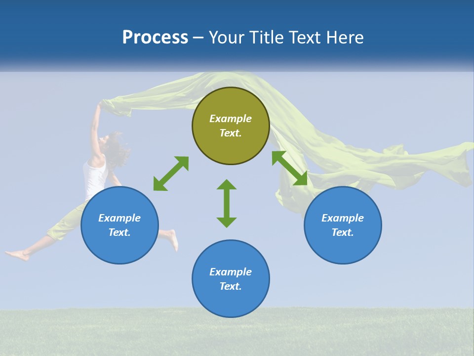 A Woman Jumping In The Air With A Green Scarf PowerPoint Template