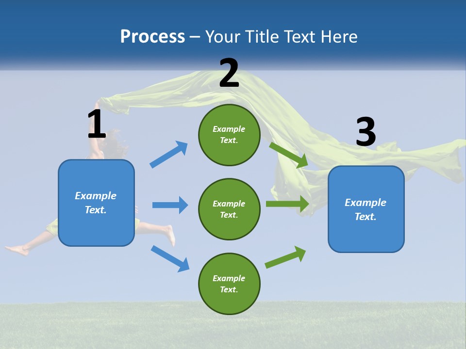 A Woman Jumping In The Air With A Green Scarf PowerPoint Template