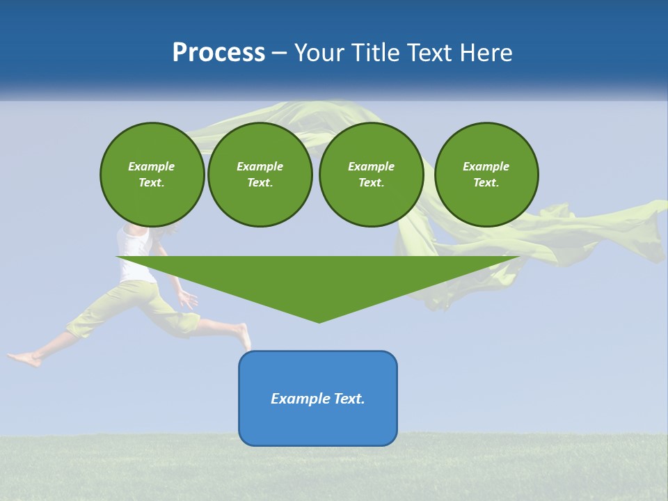 A Woman Jumping In The Air With A Green Scarf PowerPoint Template