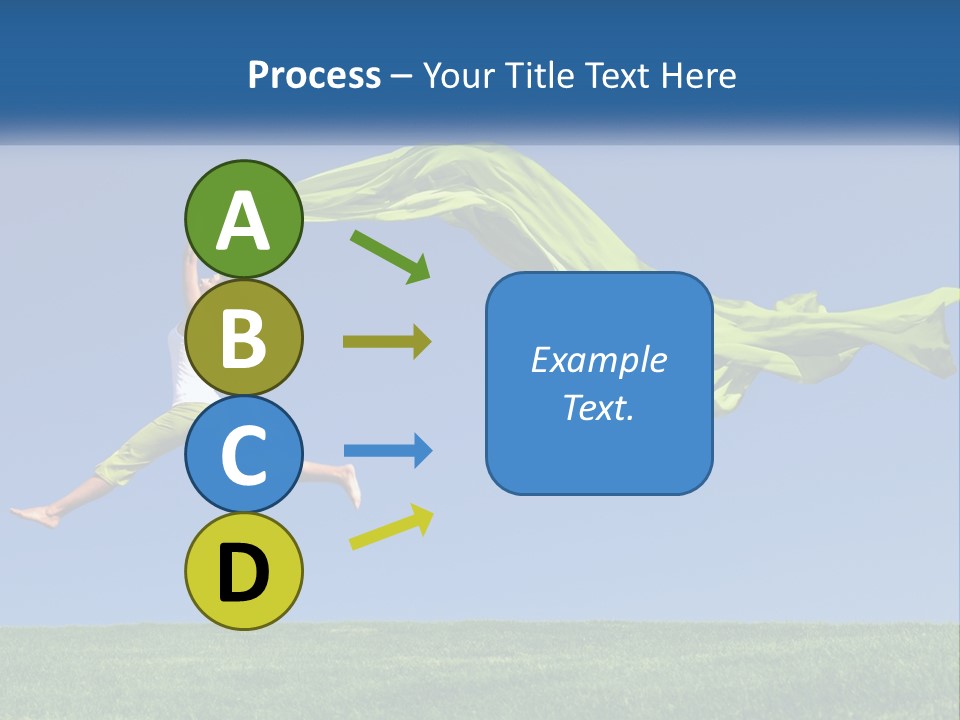 A Woman Jumping In The Air With A Green Scarf PowerPoint Template