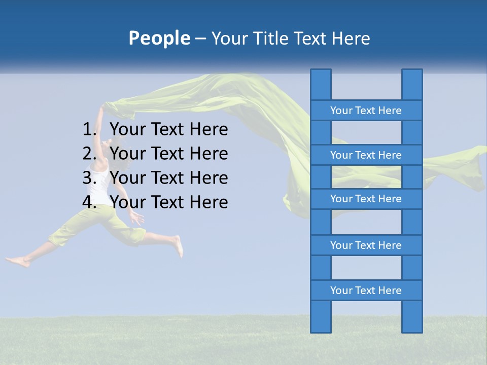 A Woman Jumping In The Air With A Green Scarf PowerPoint Template