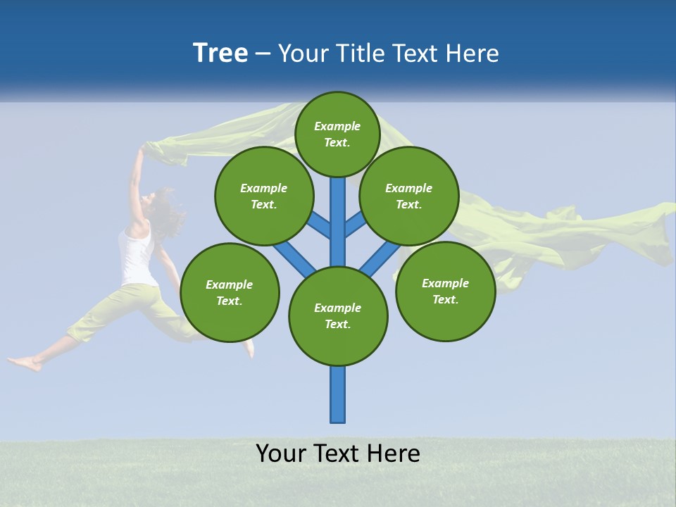 A Woman Jumping In The Air With A Green Scarf PowerPoint Template