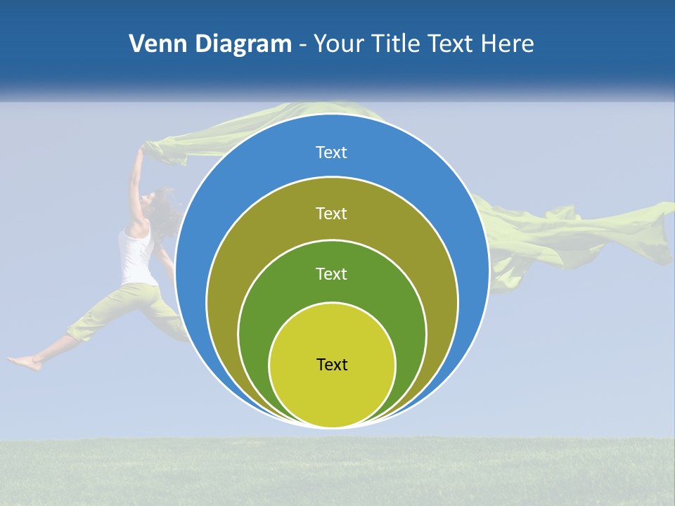 A Woman Jumping In The Air With A Green Scarf PowerPoint Template