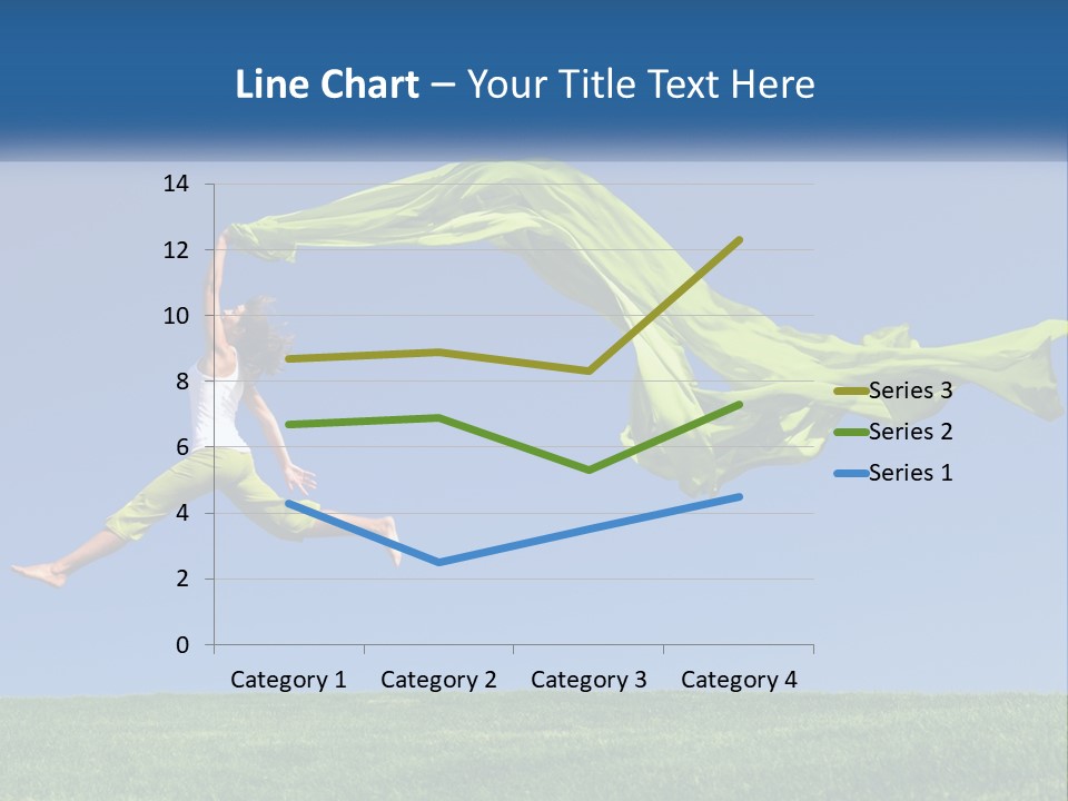 A Woman Jumping In The Air With A Green Scarf PowerPoint Template