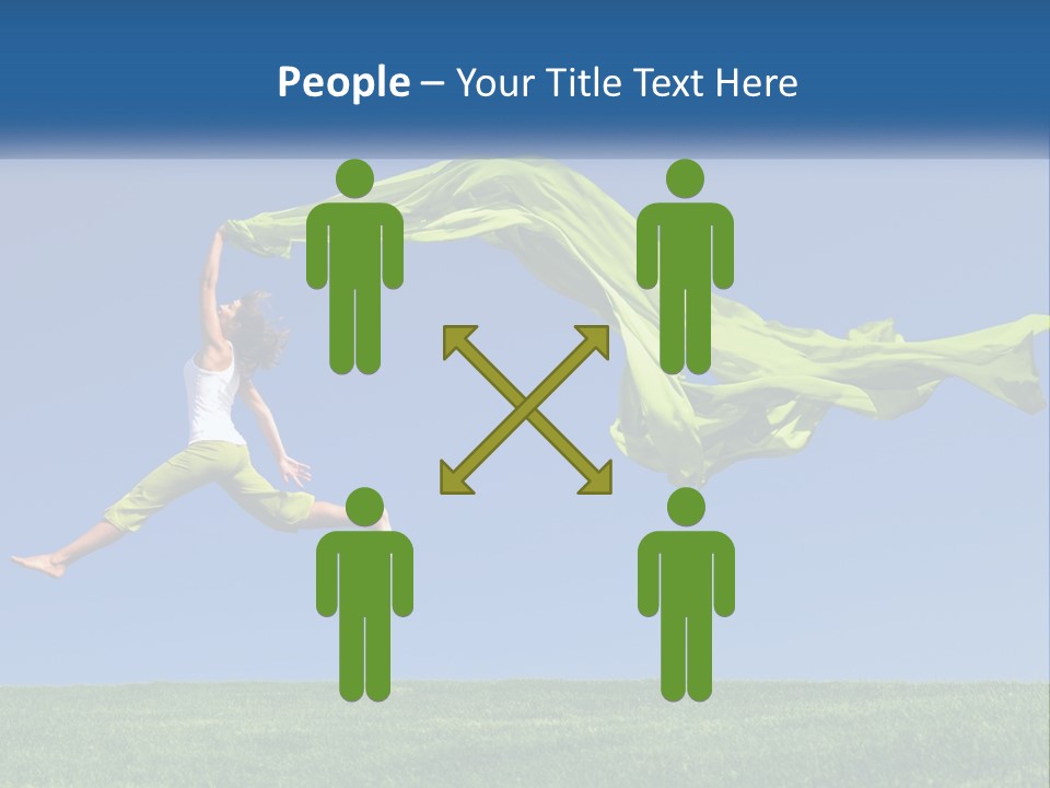 A Woman Jumping In The Air With A Green Scarf PowerPoint Template