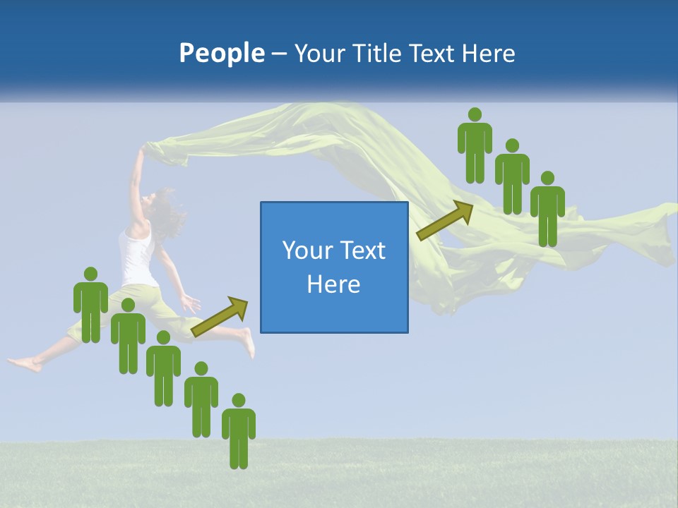 A Woman Jumping In The Air With A Green Scarf PowerPoint Template