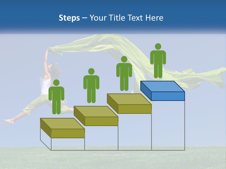 A Woman Jumping In The Air With A Green Scarf PowerPoint Template