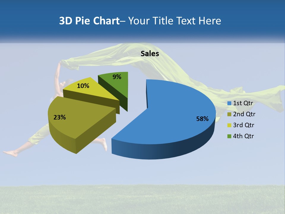 A Woman Jumping In The Air With A Green Scarf PowerPoint Template