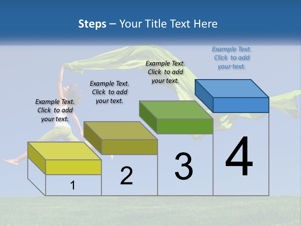 A Woman Jumping In The Air With A Green Scarf PowerPoint Template