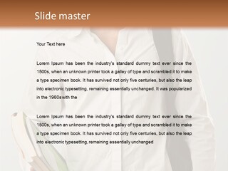 A Man In A White Shirt Is Holding A Book PowerPoint Template