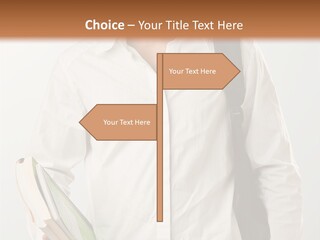 A Man In A White Shirt Is Holding A Book PowerPoint Template