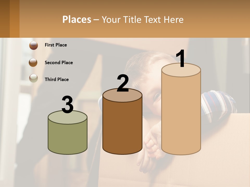 A Young Boy Sitting On Top Of A Cardboard Box PowerPoint Template