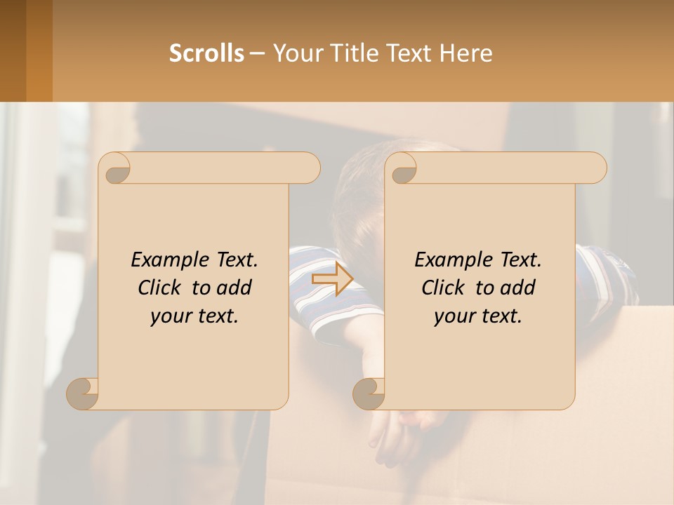 A Young Boy Sitting On Top Of A Cardboard Box PowerPoint Template