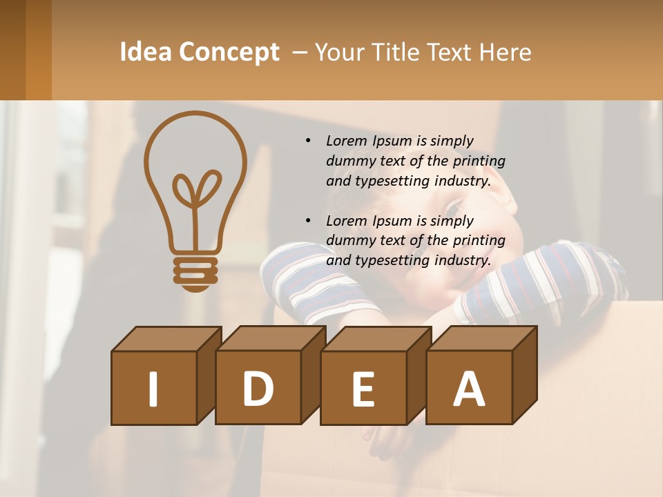 A Young Boy Sitting On Top Of A Cardboard Box PowerPoint Template