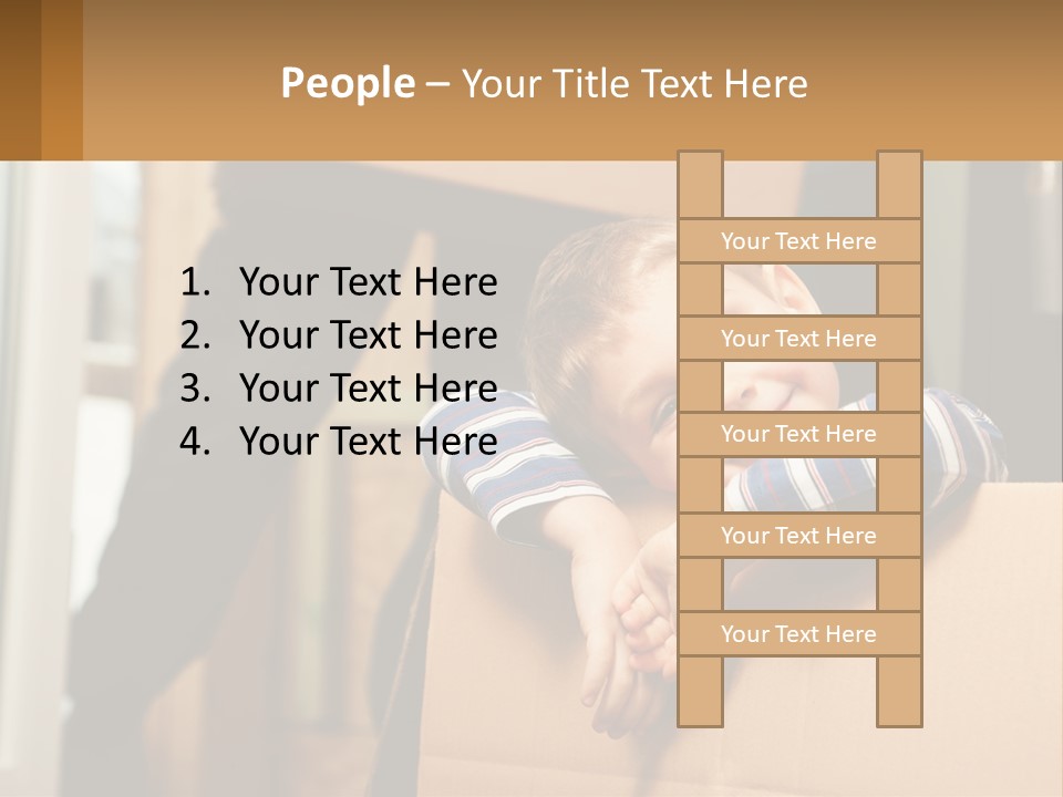 A Young Boy Sitting On Top Of A Cardboard Box PowerPoint Template