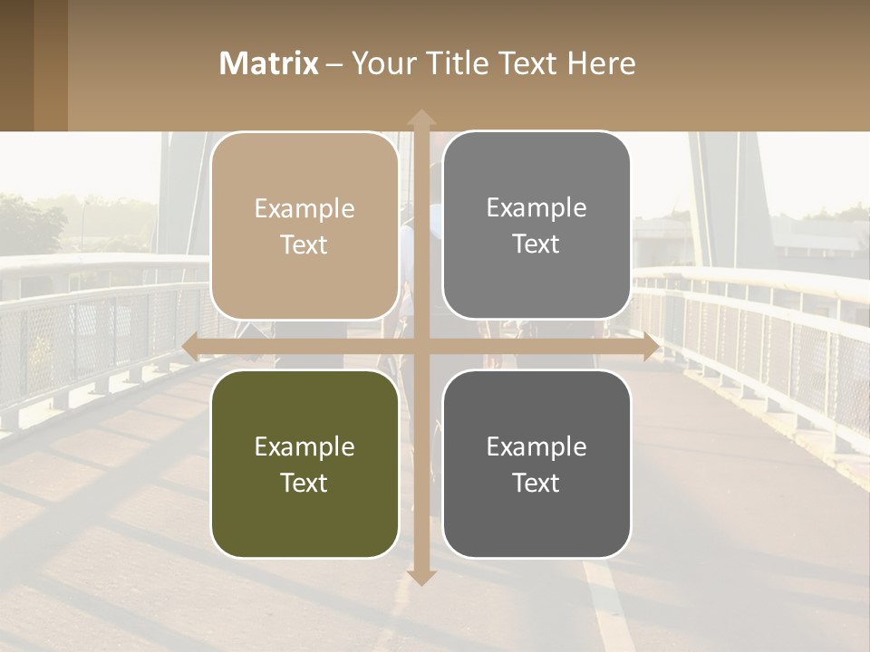 Three Men Walking Across A Bridge On A Sunny Day PowerPoint Template