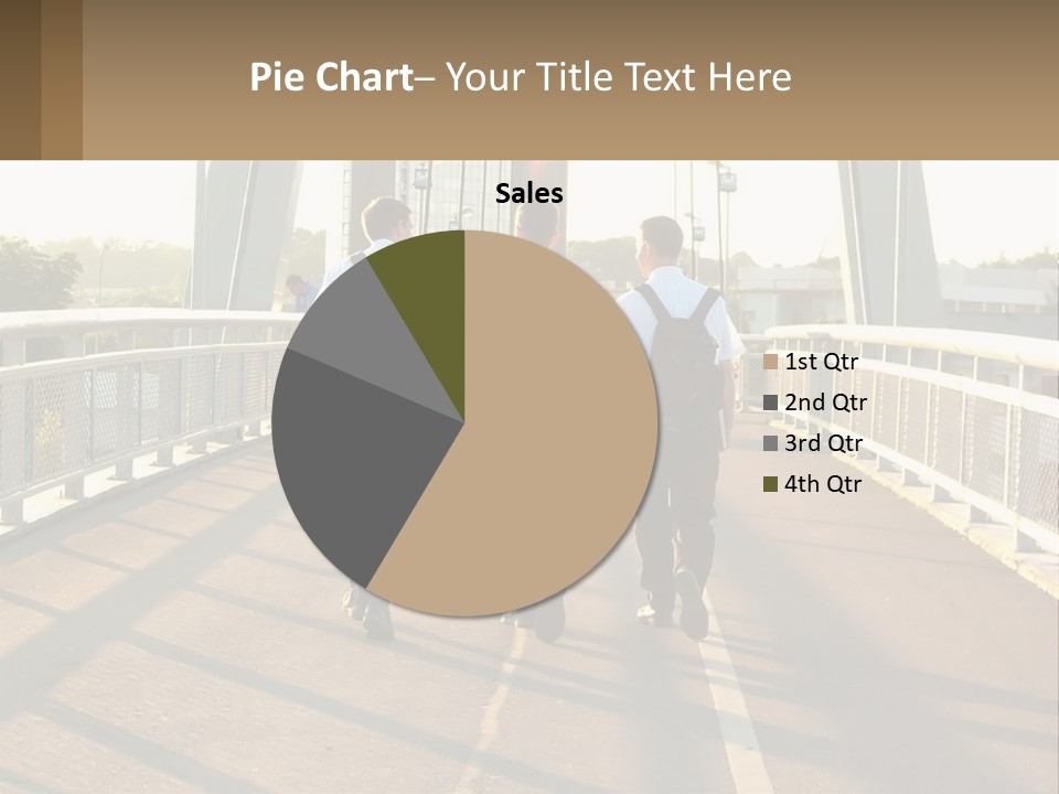 Three Men Walking Across A Bridge On A Sunny Day PowerPoint Template