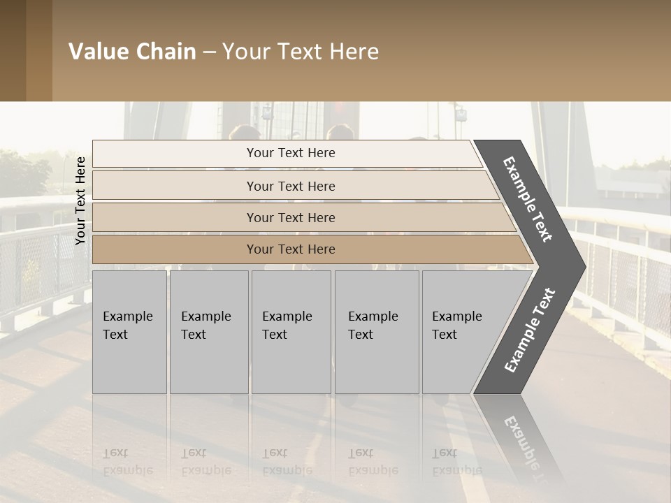 Three Men Walking Across A Bridge On A Sunny Day PowerPoint Template