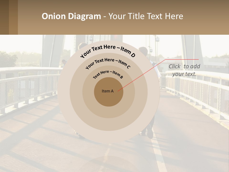 Three Men Walking Across A Bridge On A Sunny Day PowerPoint Template