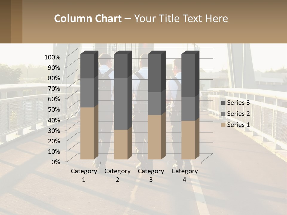 Three Men Walking Across A Bridge On A Sunny Day PowerPoint Template