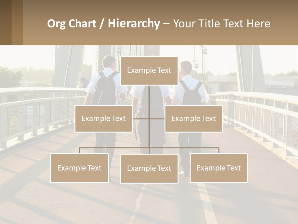 Three Men Walking Across A Bridge On A Sunny Day PowerPoint Template