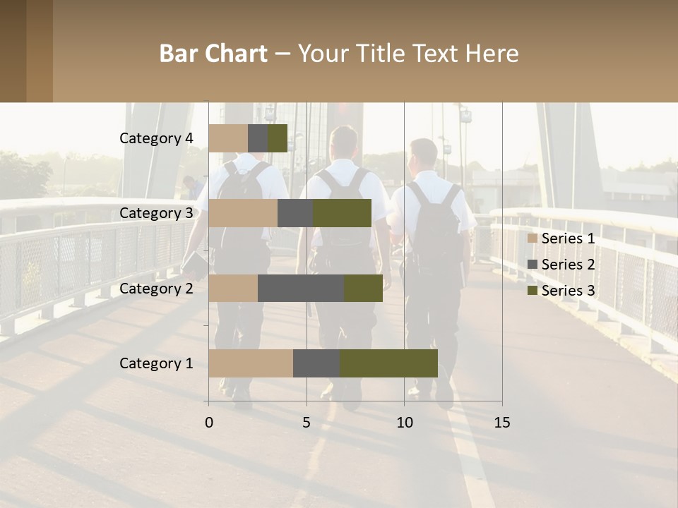 Three Men Walking Across A Bridge On A Sunny Day PowerPoint Template