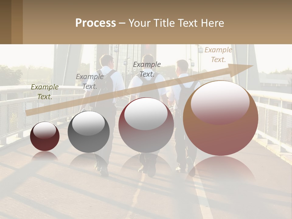 Three Men Walking Across A Bridge On A Sunny Day PowerPoint Template