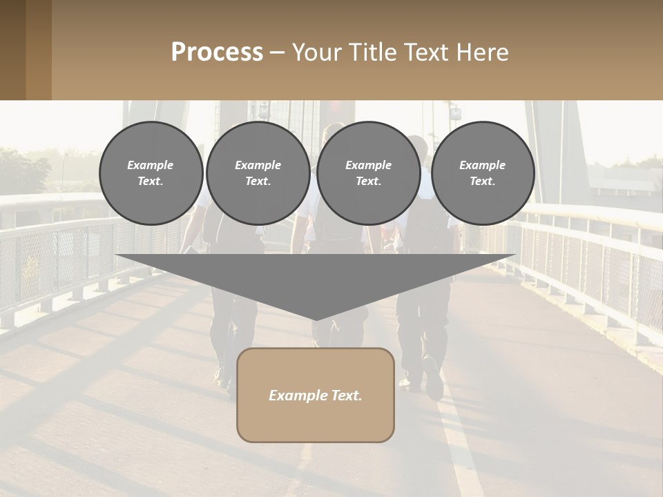 Three Men Walking Across A Bridge On A Sunny Day PowerPoint Template