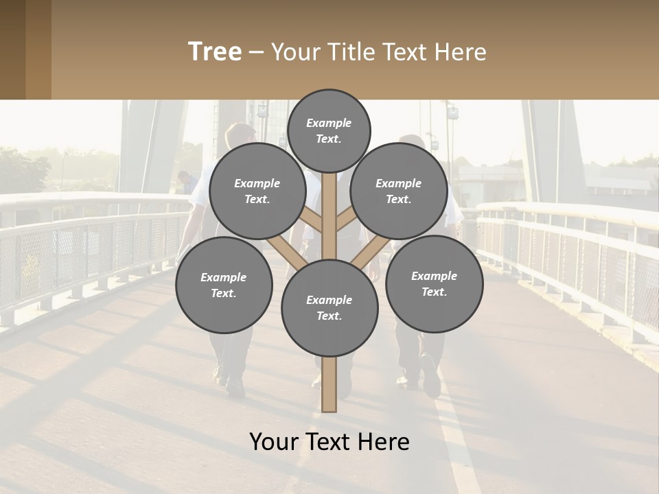 Three Men Walking Across A Bridge On A Sunny Day PowerPoint Template