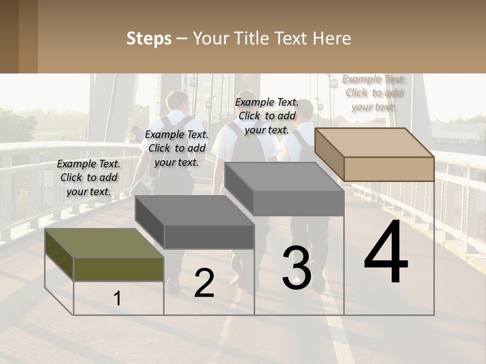 Three Men Walking Across A Bridge On A Sunny Day PowerPoint Template