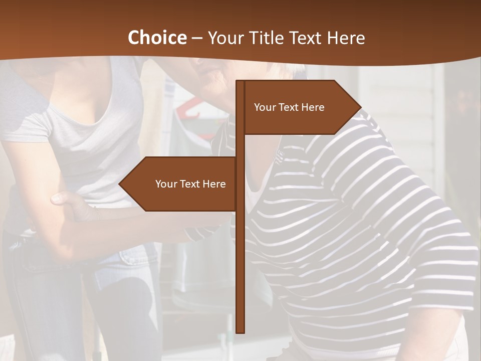 A Woman Helping An Elderly Woman With A Toothbrush PowerPoint Template