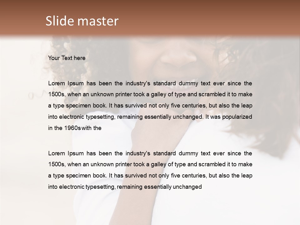 A Woman With Curly Hair Is Smiling For The Camera PowerPoint Template