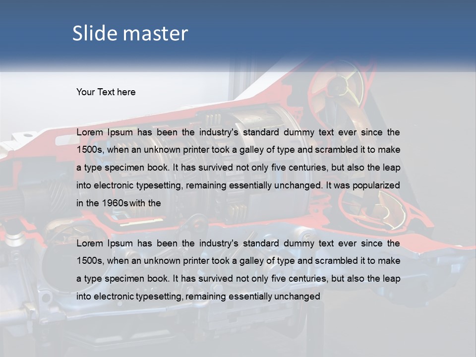 A Car Engine Is Shown With The Name Of The Engine PowerPoint Template