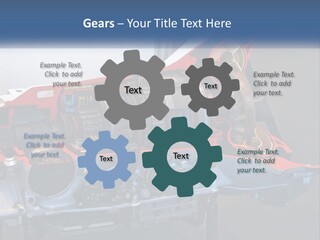 A Car Engine Is Shown With The Name Of The Engine PowerPoint Template