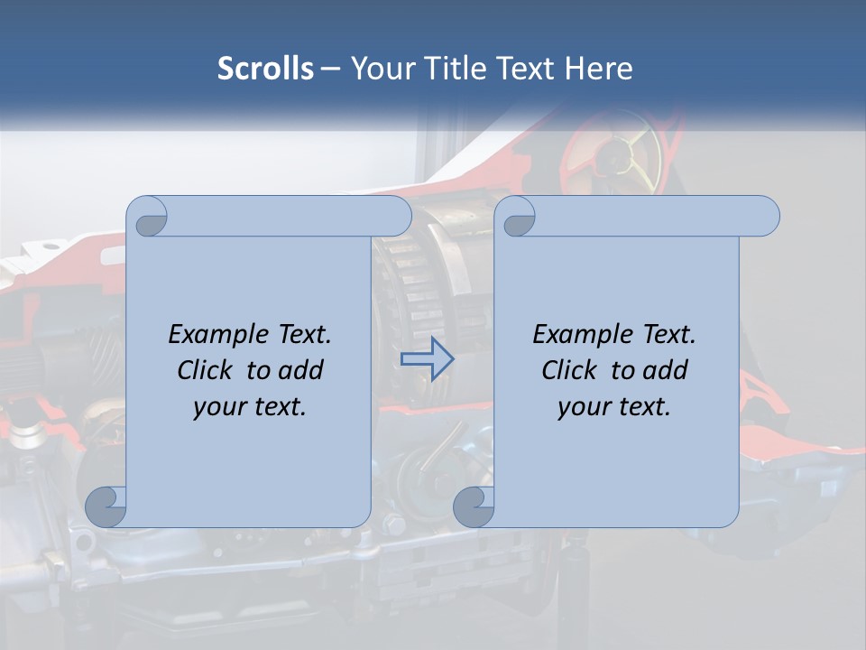A Car Engine Is Shown With The Name Of The Engine PowerPoint Template