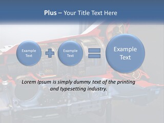 A Car Engine Is Shown With The Name Of The Engine PowerPoint Template
