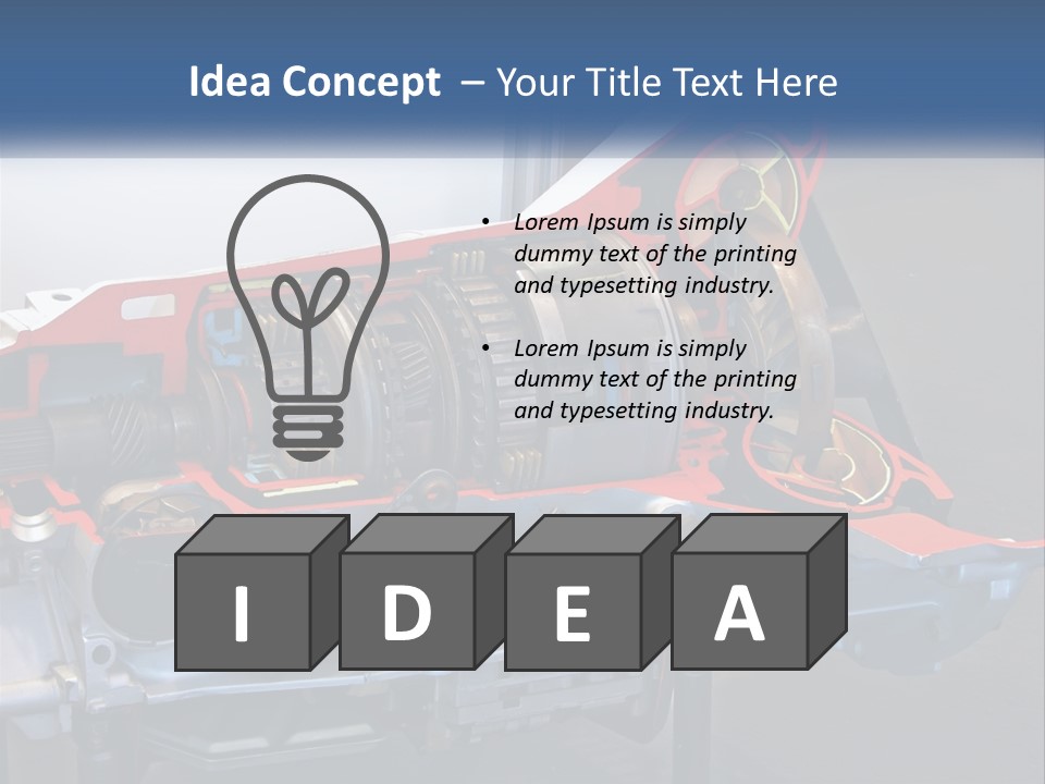 A Car Engine Is Shown With The Name Of The Engine PowerPoint Template