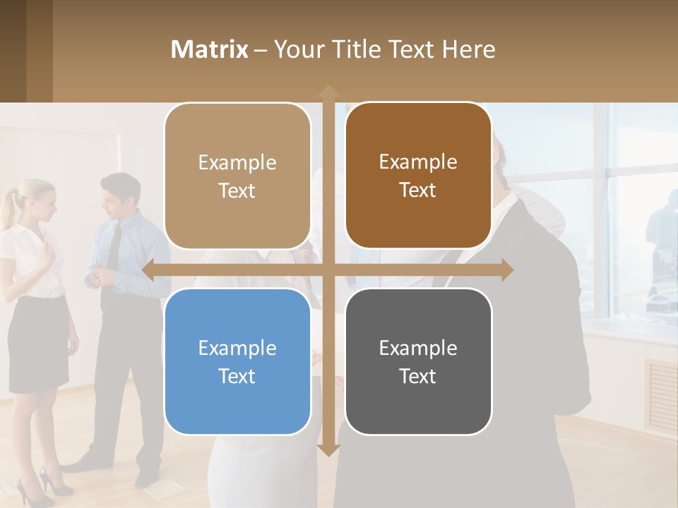 A Group Of Business People Looking At A Piece Of Paper PowerPoint Template