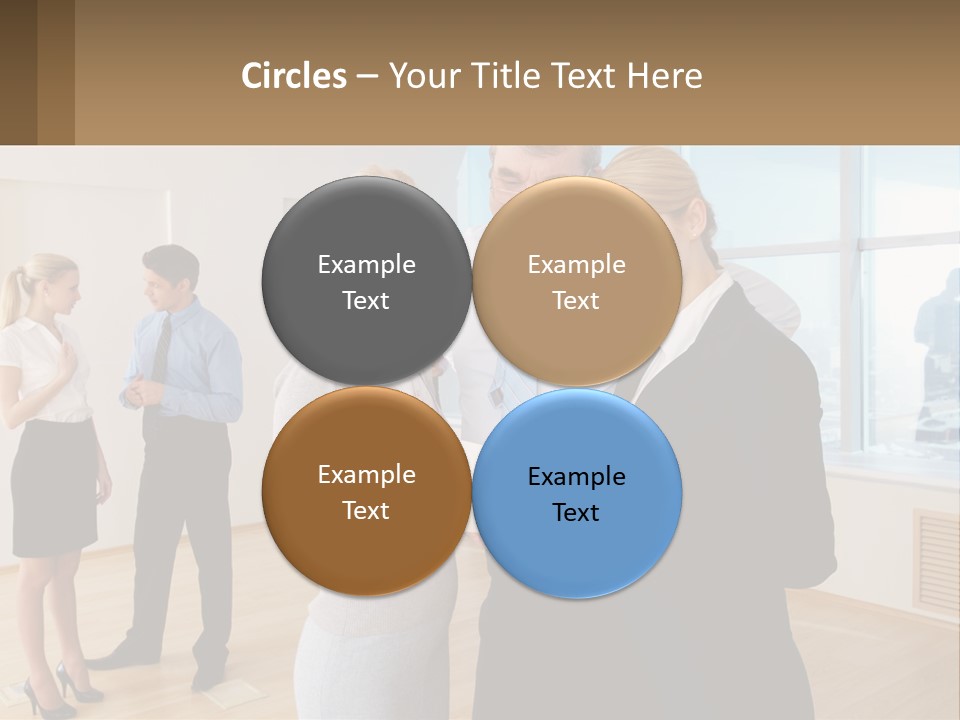 A Group Of Business People Looking At A Piece Of Paper PowerPoint Template