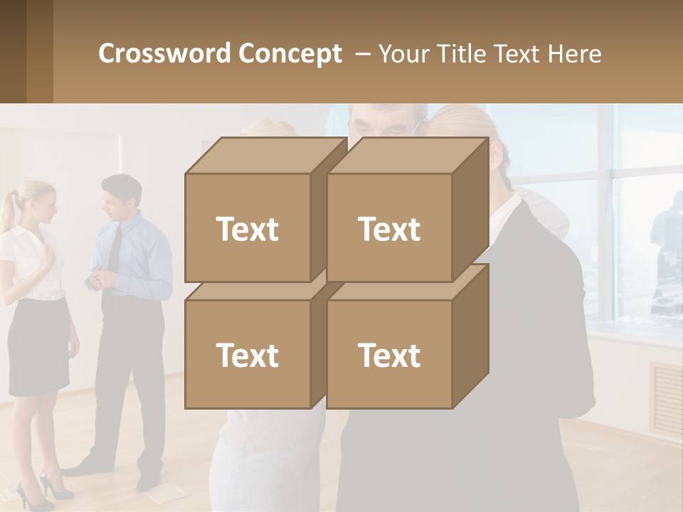A Group Of Business People Looking At A Piece Of Paper PowerPoint Template