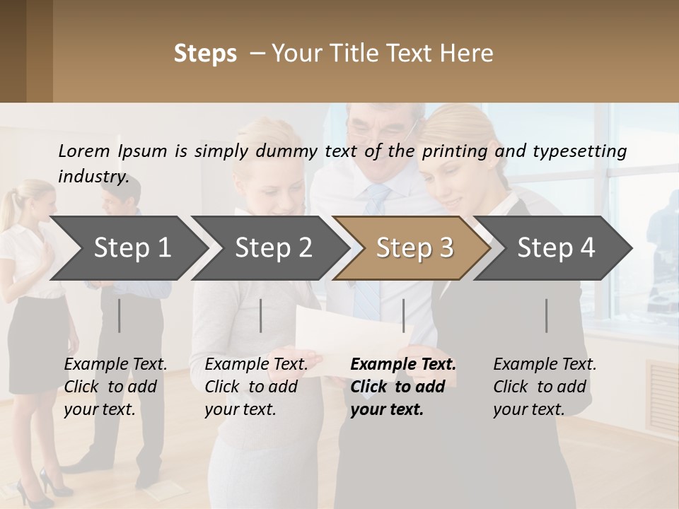 A Group Of Business People Looking At A Piece Of Paper PowerPoint Template